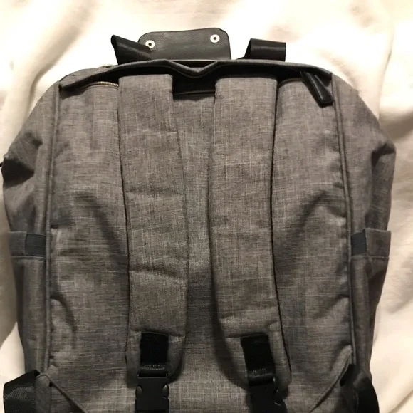 Ruvalino  diaper bag backpack. Gray, Black, with gold zippers - Picture 4 of 7